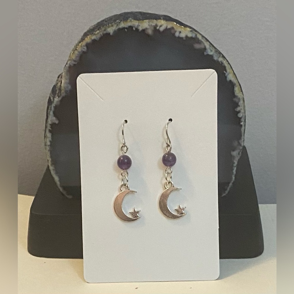 NEW Amethyst Starry moon earrings